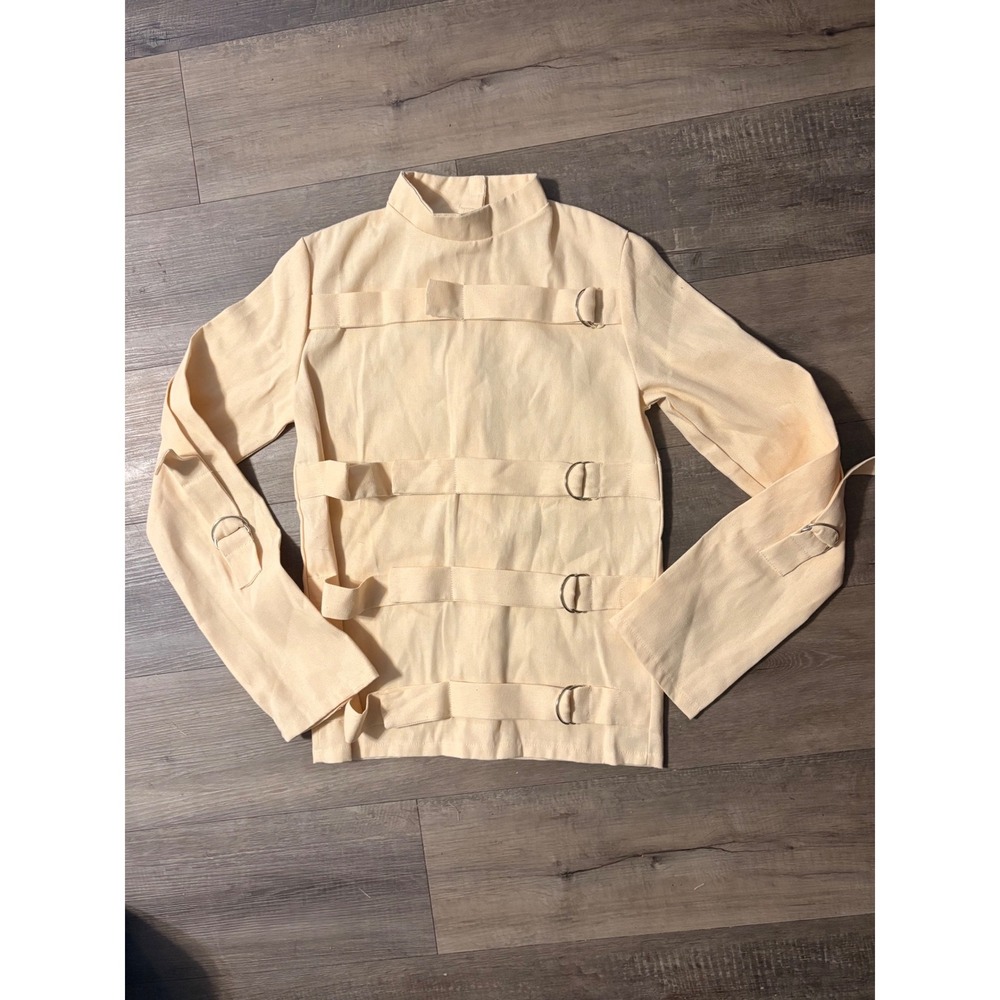 HalloweenCostumes.com Straight Jacket Costume Top Cream D-Ring Medium FUN2326CH